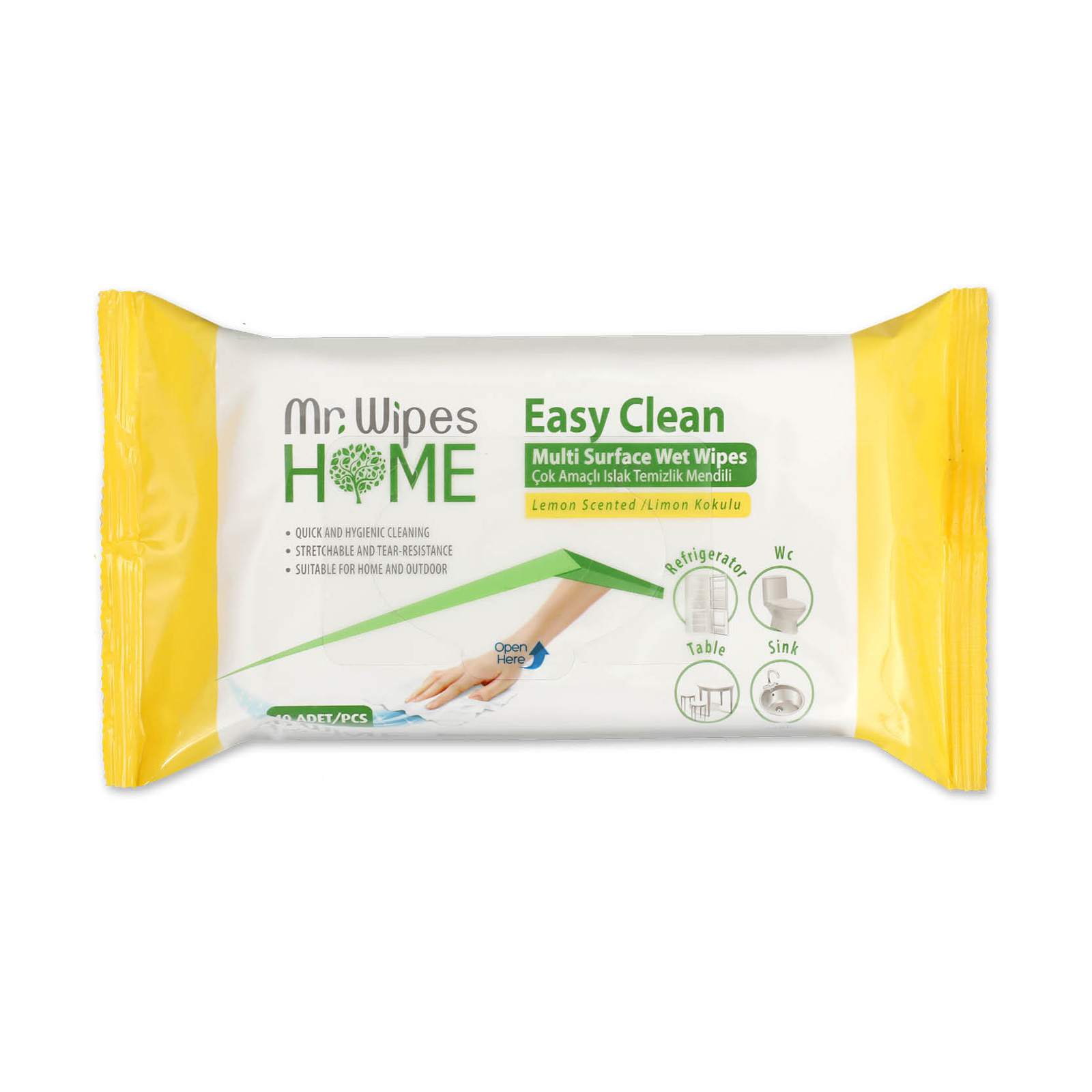 Вологі серветки для прибирання Mr. Wipes "Лимон", 40 шт