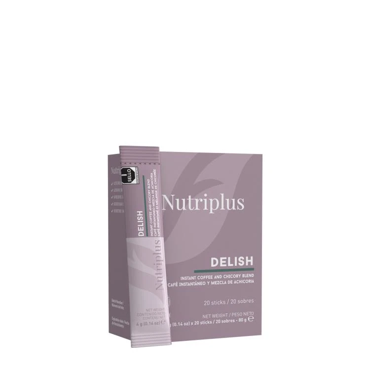 image of Дієтична добавка Суміш розчинної кави та цикорію Delish у стіках Nutriplus, 20 шт