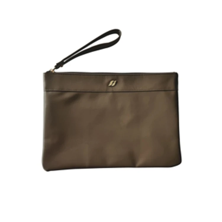 image of Шкіряна косметичка Dark Beige Marfa, 30x21 см